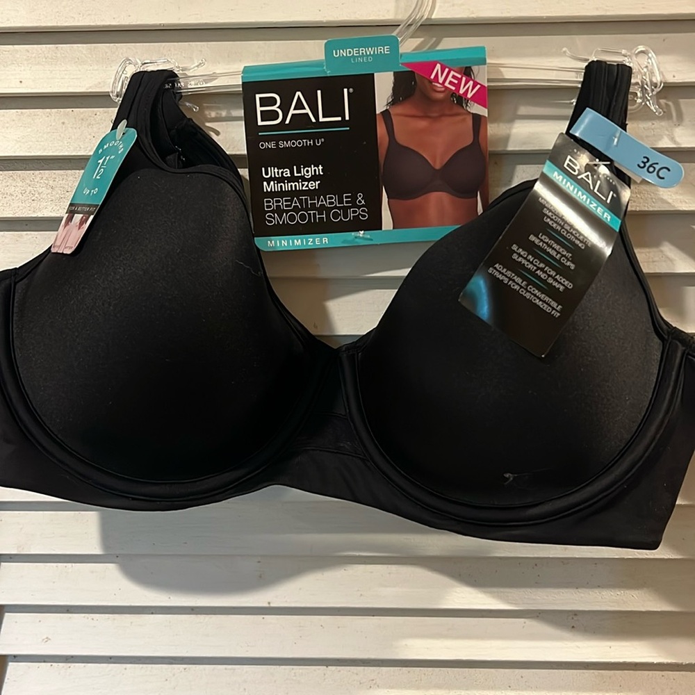 Bali One Smooth U Ultra Light Minimizer Bra 36C Black